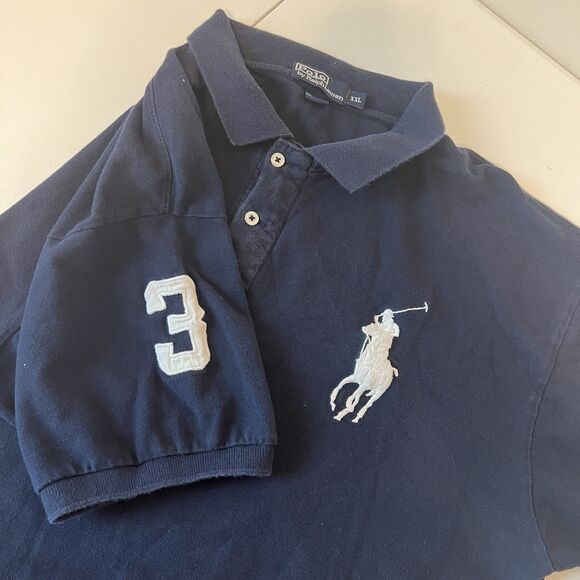 Vtg Polo Ralph Lauren Big Pony Rugby T Shirt #3 Blue Men’s Size XXL - Picture 2 of 8